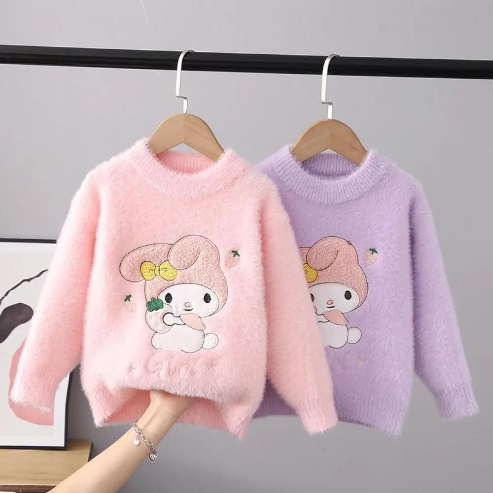 

Sanrio Kuromi My Melody Girls Thickened Bottoming Shirt Kids Cartoon Cute Long Sleeves Sweater Autumn Winter Children's Clothing