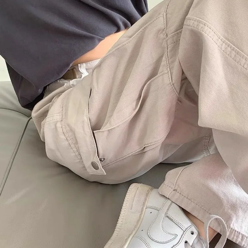 Deeptown Y2k Streetwear Women's Cargo Pants Vintage High Waist Pockets Baggy Sweatpants Casual Wide Leg Straight Trousers Hippie