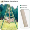 Swing Frame Combination Porch Swing with Stand Log Swing Stand 67 Inch Wooden Porch A-Frame Backyard Chair 5