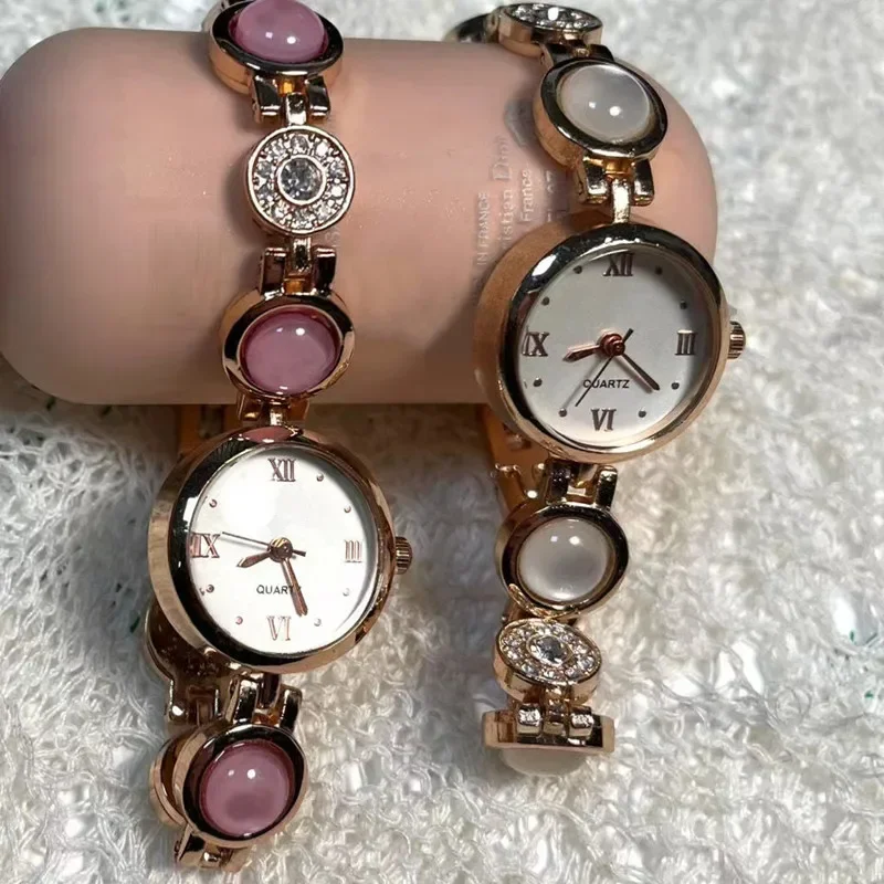 

Fashion Women Bracelet Watch with Rhinestone Pearl Luxury Female Clock Quartz Small Dial Wristwatch for Ladies Gift reloj mujer