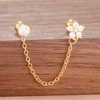 Boucles d'oreilles pendantes en acier inoxydable pour femmes, chaîne de couleur or, pendentif en zircone, Clip, accessoires bijoux de fête de vacances