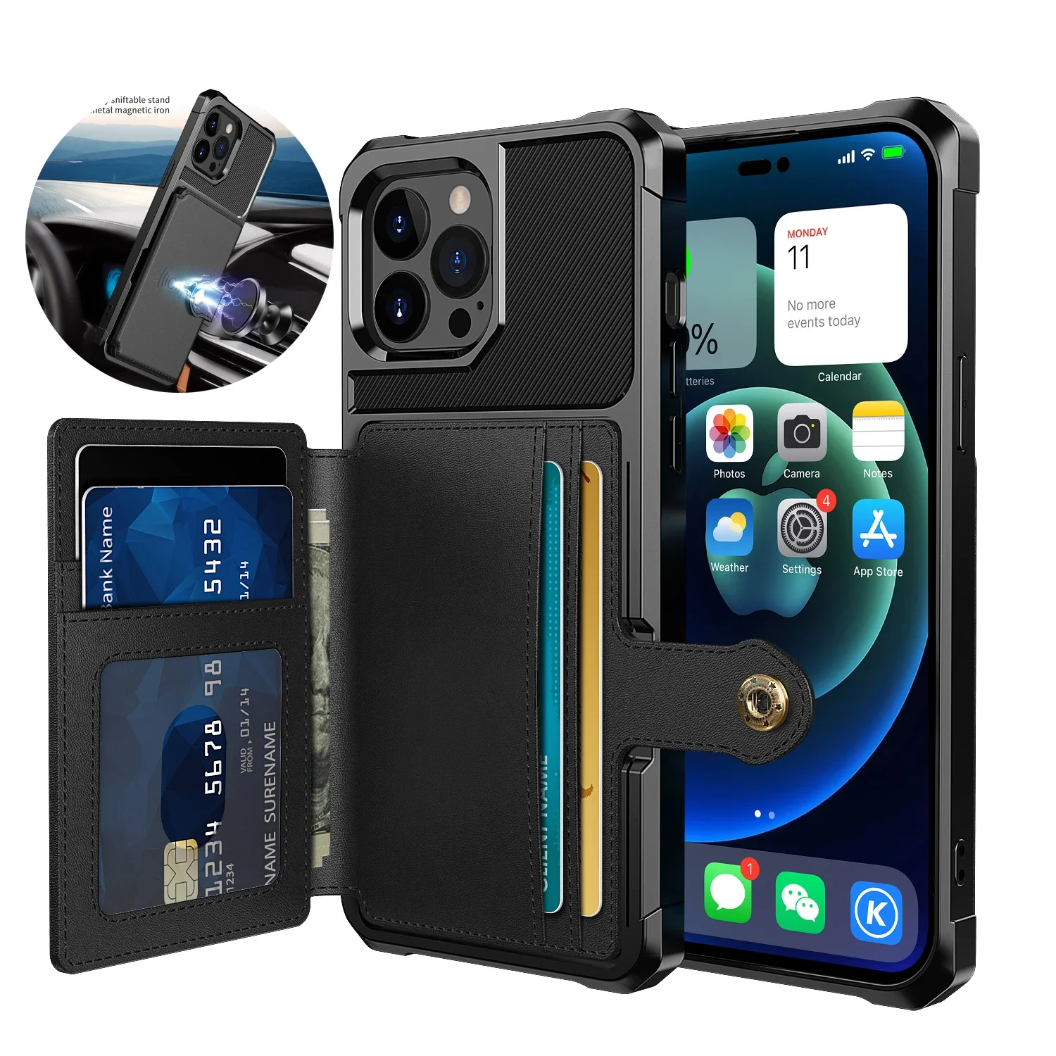 Deluxe Magnetic Leather Wallet Phone Case with Stand and Card Slot - Anti-Drop Design