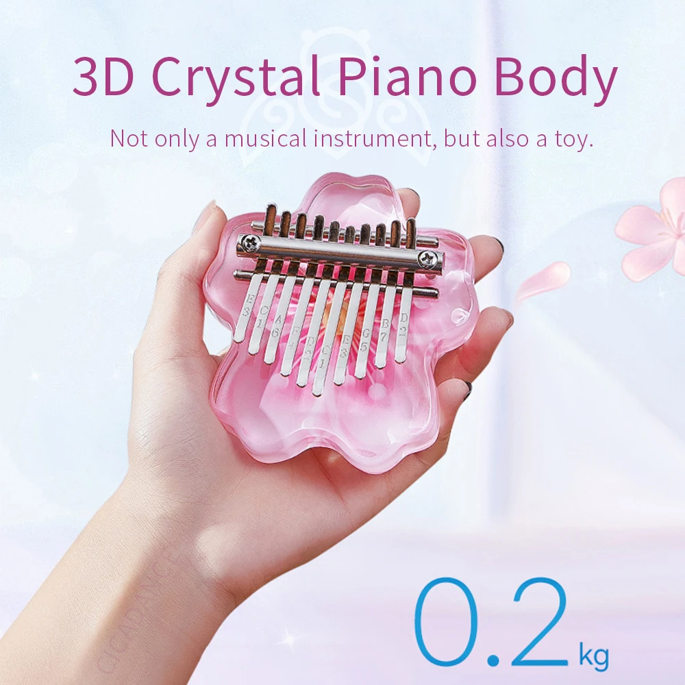 Acrylic Kalimba 10 Key Mini Thumb Piano Crystals Finger Piano Keyboard