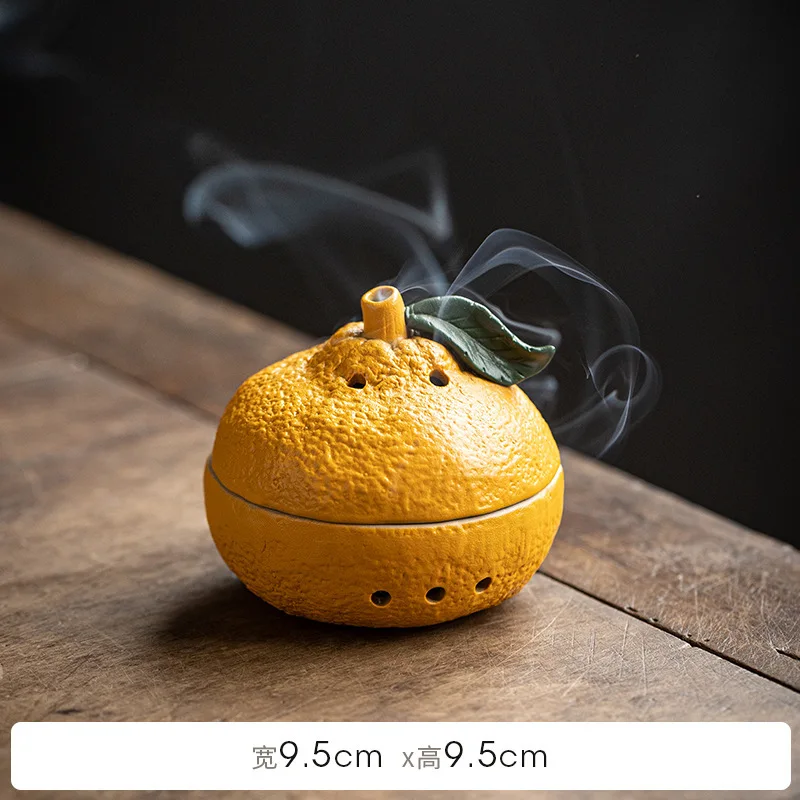 Lucky Ceramic Aromatherapy Stove Orange Home Indoor Agarwood Sandalwood Incense Incense Coil Burner Decoration Tea Room Tea Tabl