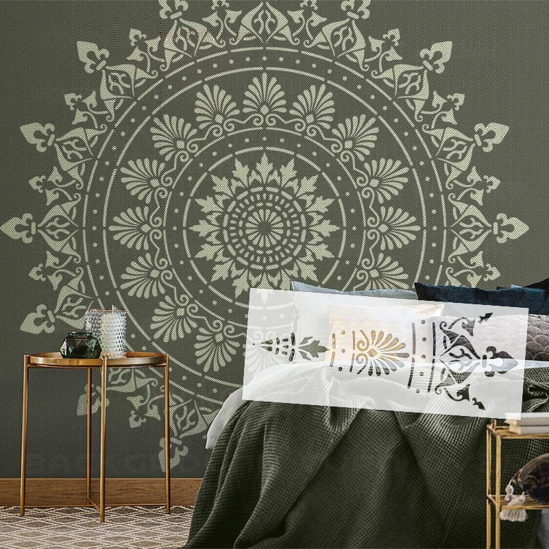 Large Mandala Flower Wall Stencil for Plaster Decor and Furniture Painting