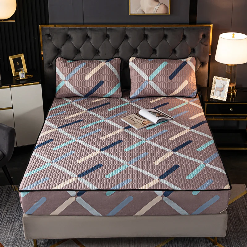 MattressCoverThickenQuiltedFittedBedSheetPrintedBeddingsheets