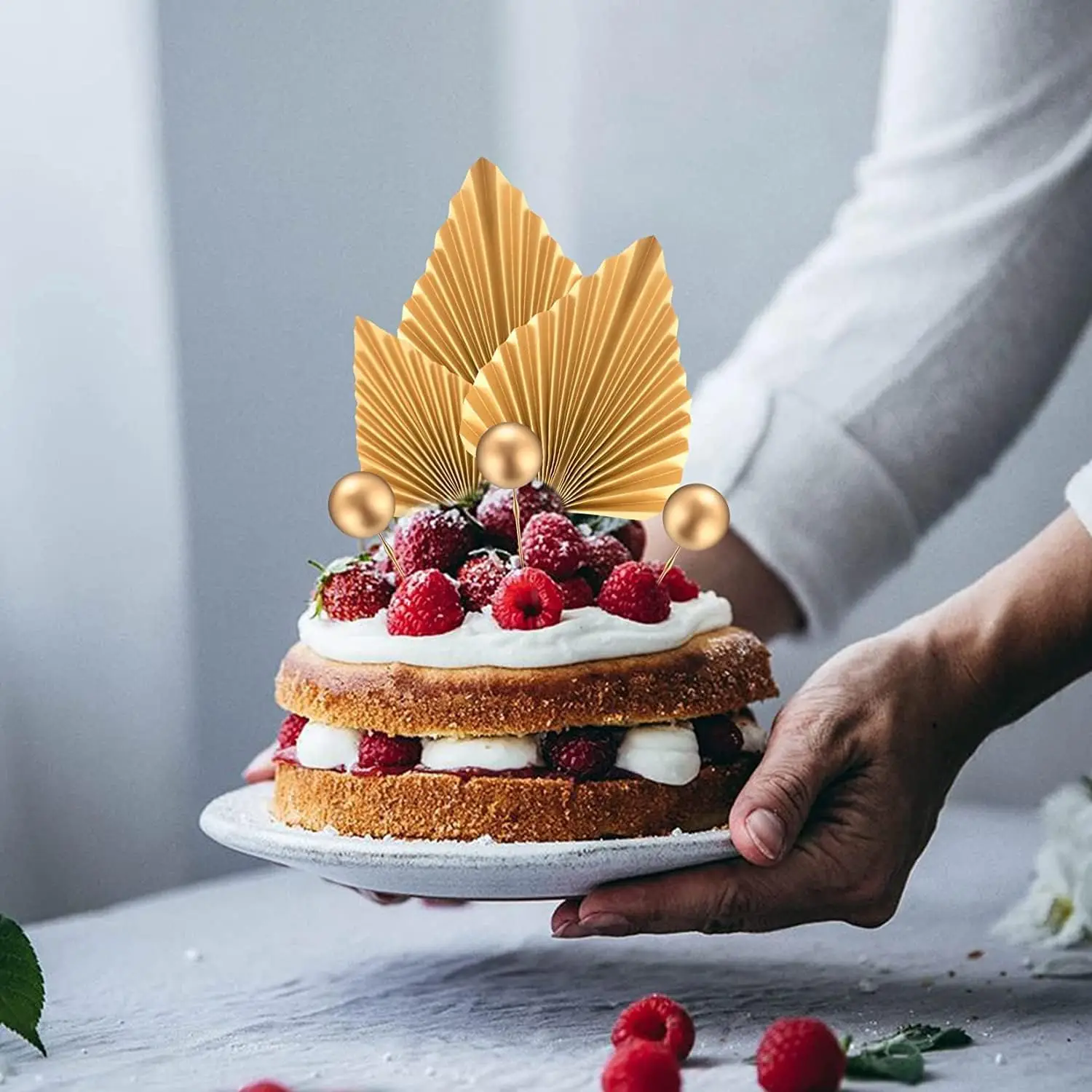 Gyufise Set di 32 decorazioni 3D per torte a forma di coda di sirena, stella marina, alghe, foglie di palma, per cupcake a tema sotto il mare, baby shower, feste di compleanno