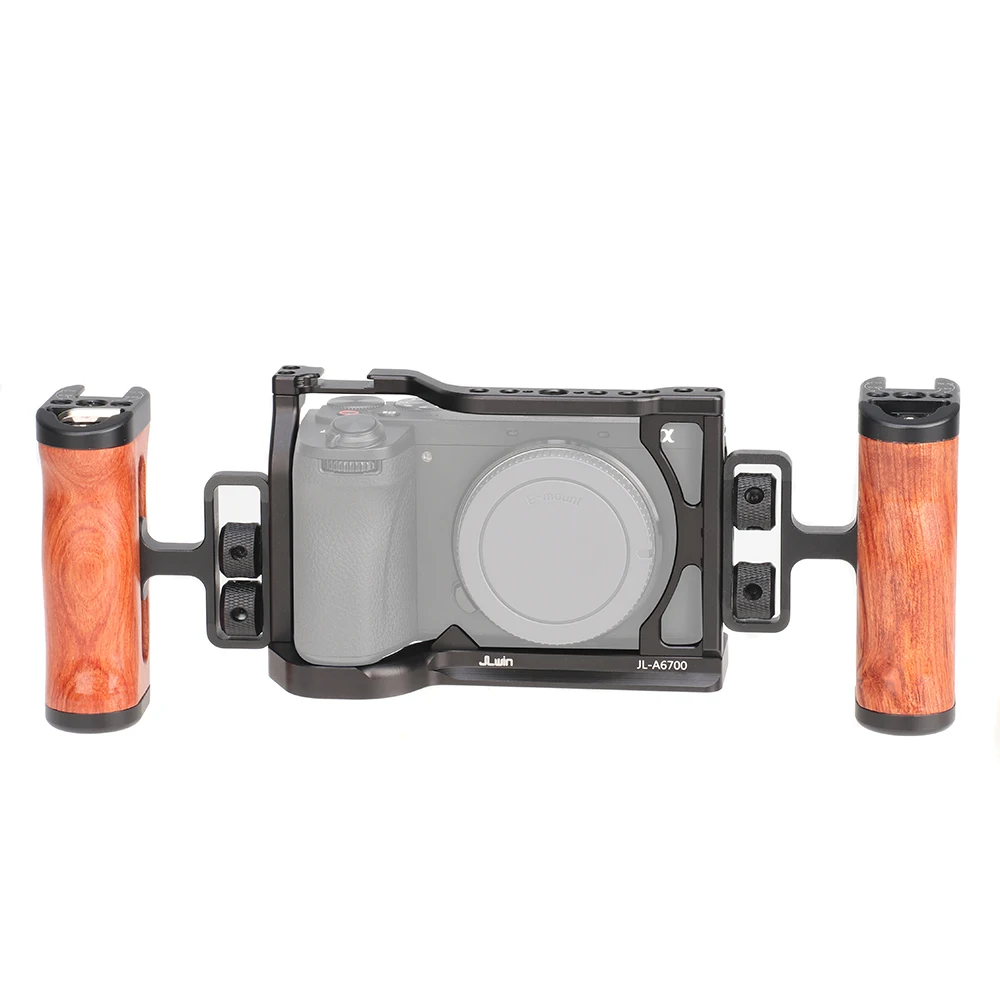 FOTGA Handheld Camera Cage Kit Protective For Sony A6700 1/4'' Threaded Hole Cold Shoe Mount For Arca Tripod Quick Release Plate