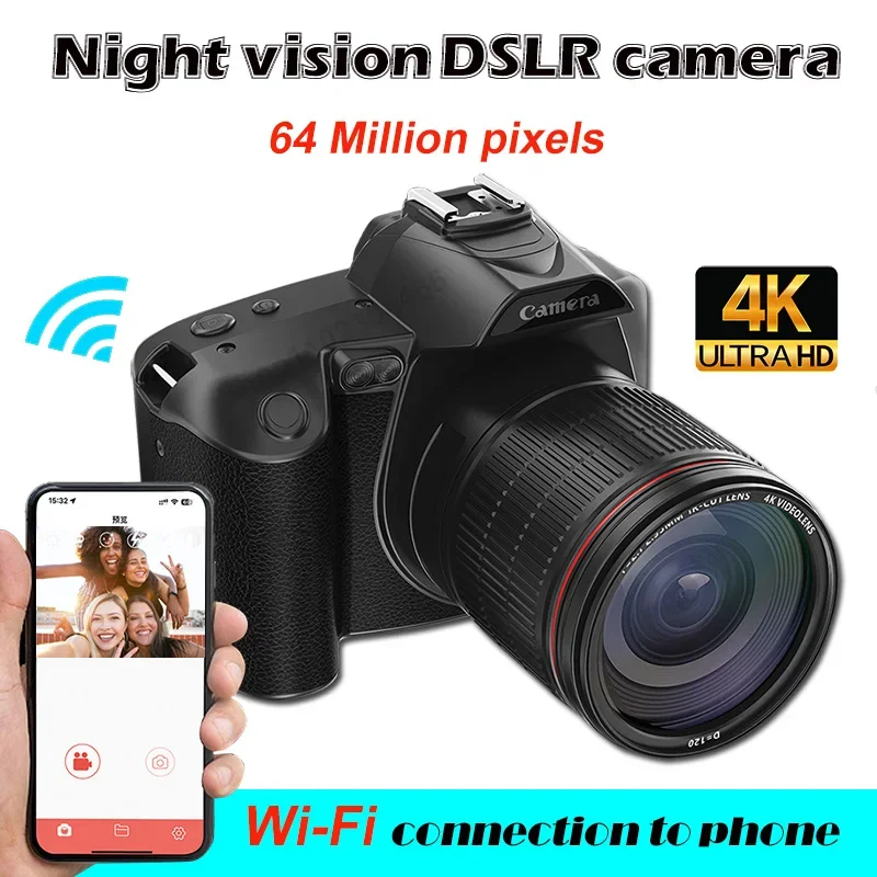 

4K Professional HD Camera Wireless WIFI Camcorder 64 Million Pixel Digital Kamera Video 16X Time-Lapse Night vision DSLR Cam D5