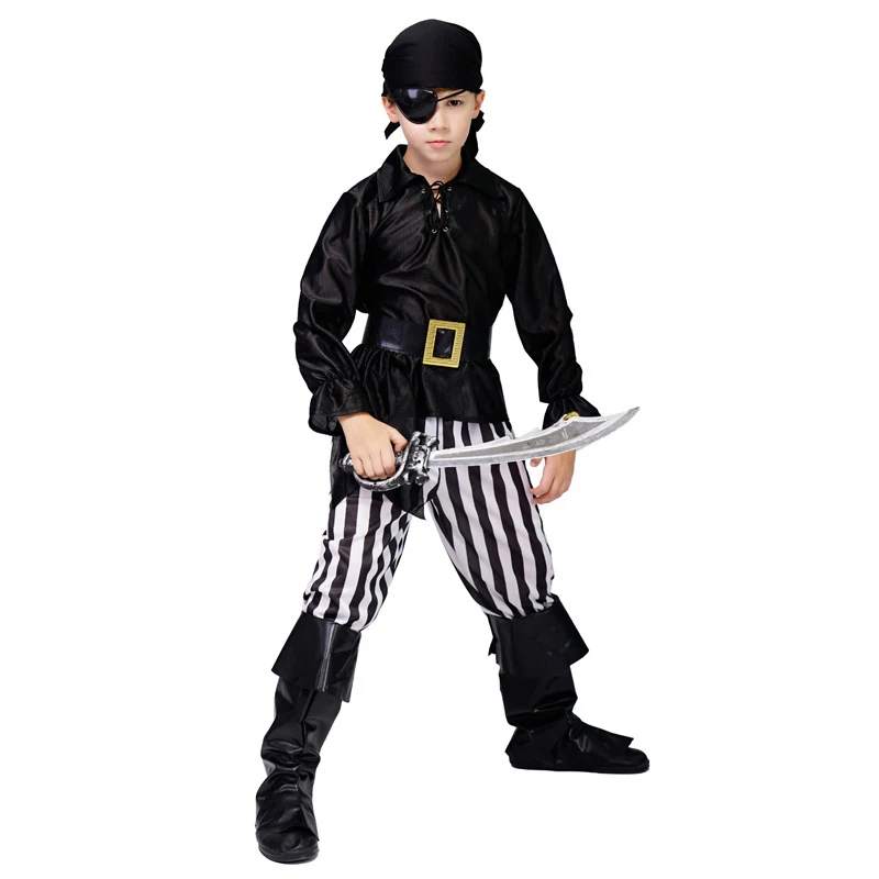 Kids Cosplay Costume Halloween Costume Boys Pirate Cosplay Pirate Captain Jack Sparrow Kids Children Purim Christmas Party Luxury Buccaneer Outfits