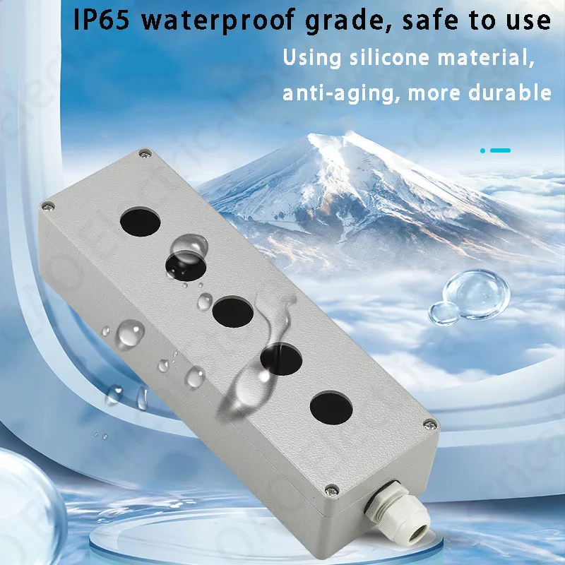 Metal Cast Aluminum Waterproof Button Switch Control Box Opening 22mm Emergency Stop Switch Button Box Aluminum Alloy 1234 Hole