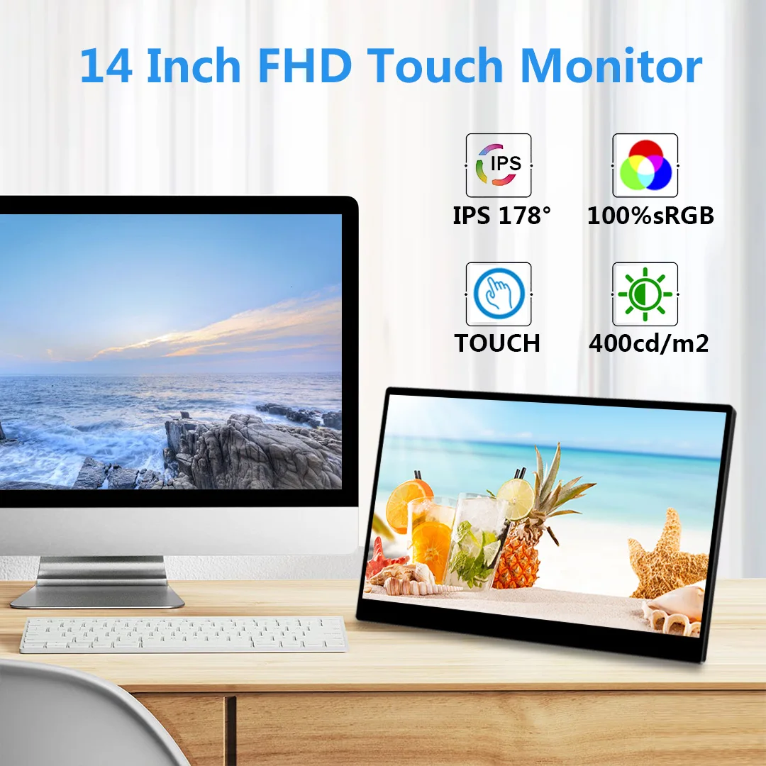 14 ġ 1080P FHD ޴ , ġũ, C Ÿ HDMI ̴ DP ȣȯ, ̹ , PC Xbox PS5 ġ ƮϿ