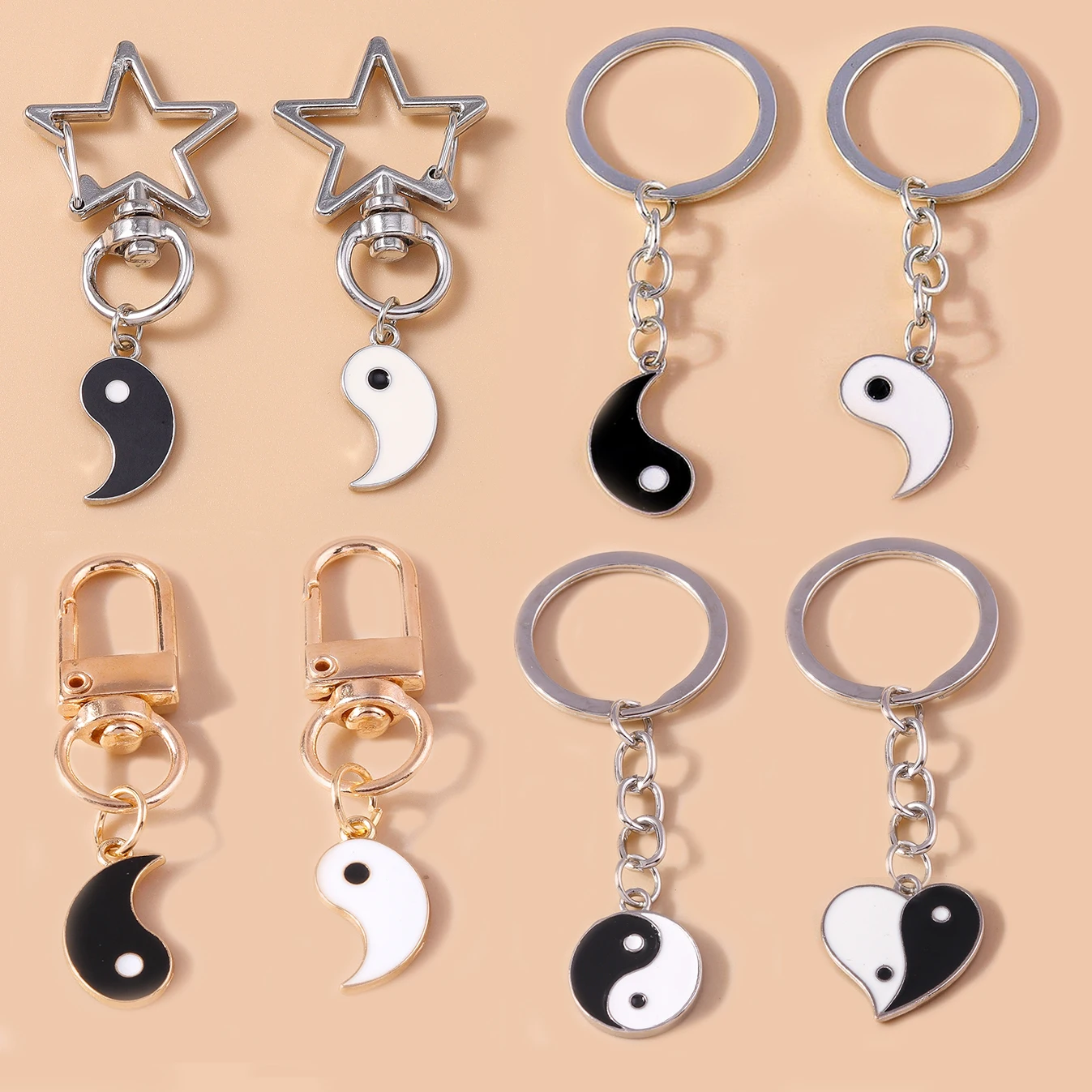 Aihua heiß verkaufen Yin Yang Tai Chi Schlüssel bund Bff besten Freunde Paar passende Sets für Frauen Männer Liebhaber Schlüssel ring Schmuck Geschenke
