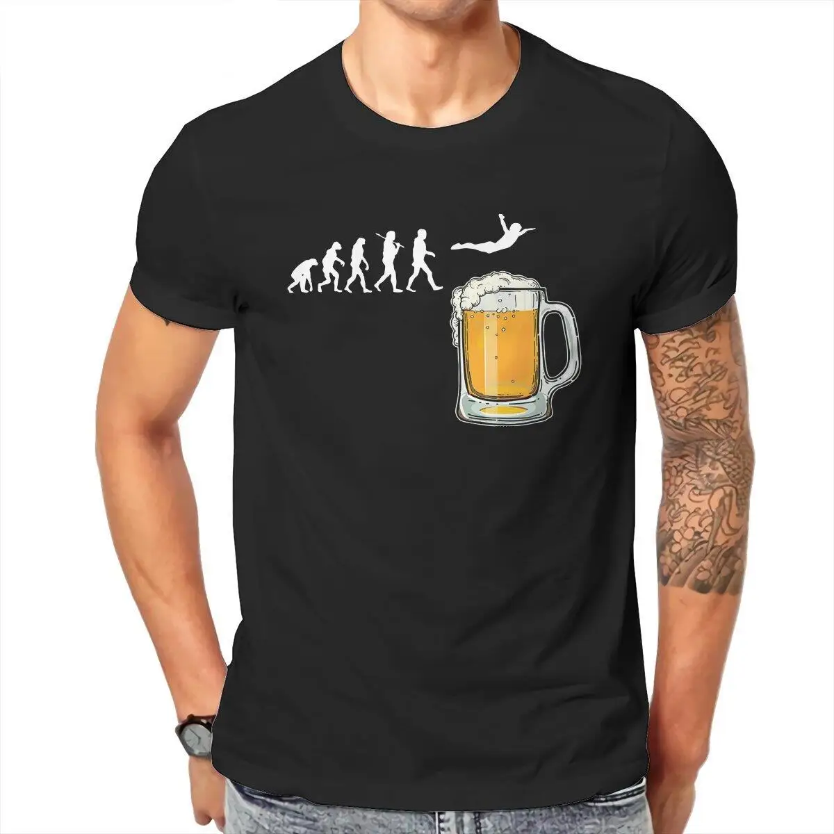 

Beervolution Men T Shirts Evolution Vintage Tee Shirt Short Sleeve Round Neck T-Shirt 100% Cotton Graphic Tops
