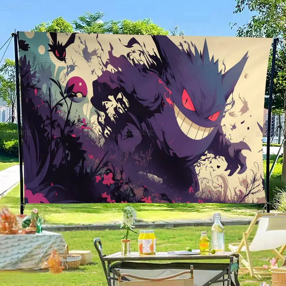 P-Pokemon-Gengar Cartoon Kreatives Muster Hängeflagge Polyester Bedrucktes Banner Handgezogene Flagge – Detail 13