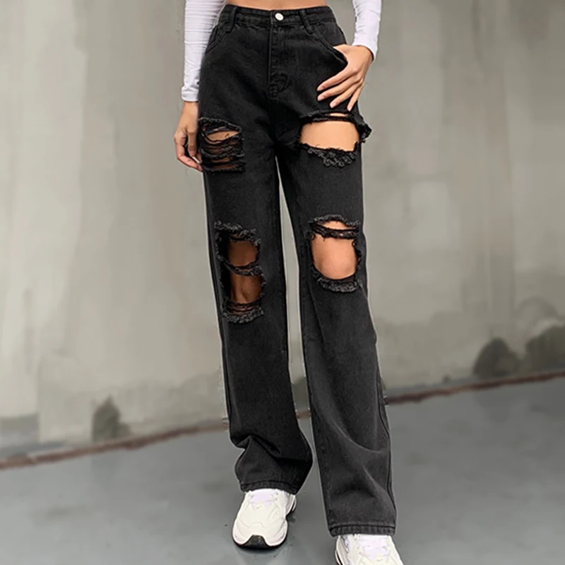 Black Baggy Jeans Woman Y2k Pants 