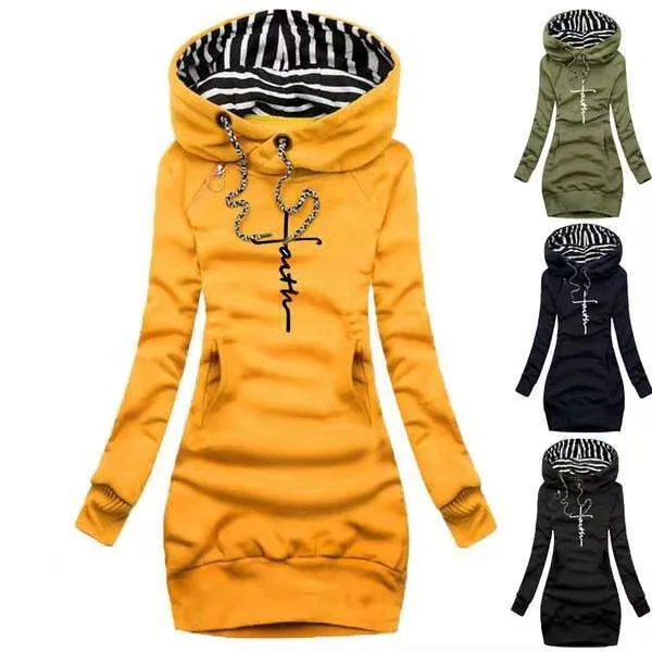 

2023 Mid length Women's New Slim Fit Sweater Women's Leisure Autumn/Winter Fashion Hooded Coat Women's Wear
