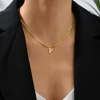 Collier Pendentif Alphabet A-Z en Acier Inoxydable Plaqué Or pour Femme, Chaîne Serpent, Lettre Initiale, Bijoux de Clavicule 2