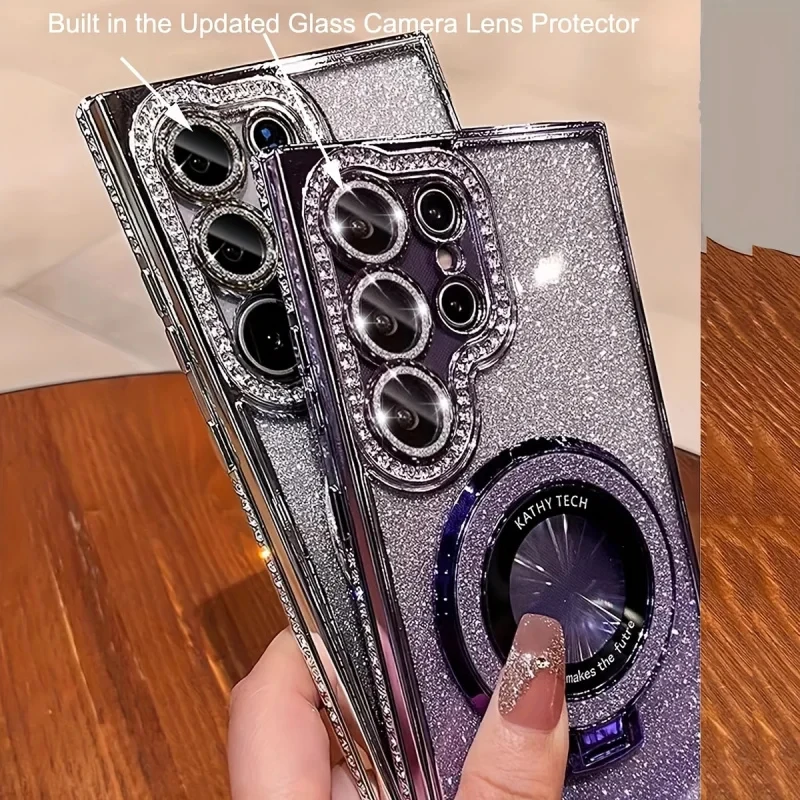 Luxurious Diamond-Studded Glitter Magnetic Stand Phone Case