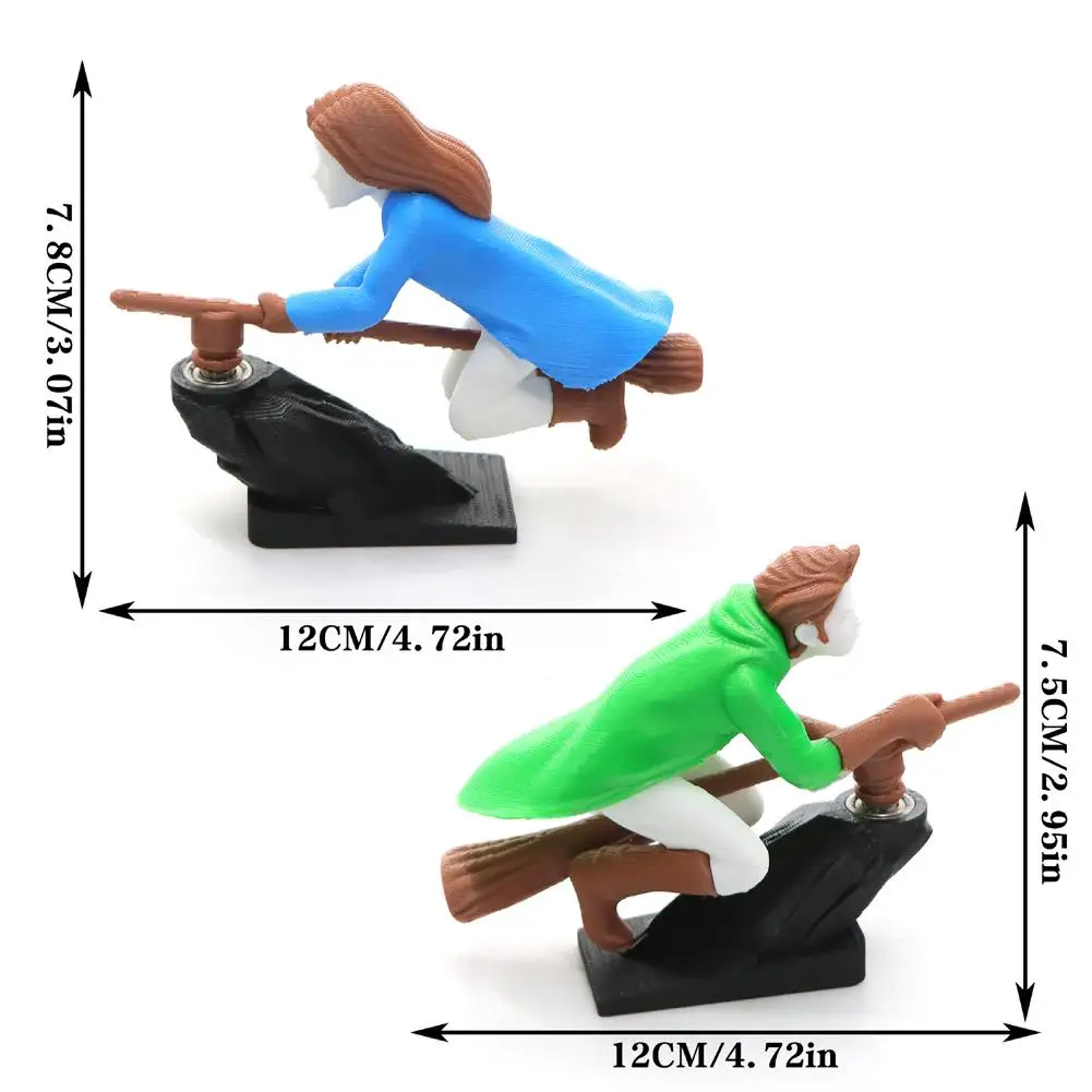 새로운 1/4개입 마녀 마법사 빗자루 자동차 대시보드 드리프트 장식품 데코 셀프 접착식 DIY 스티커 자동차 인테리어 액세서리