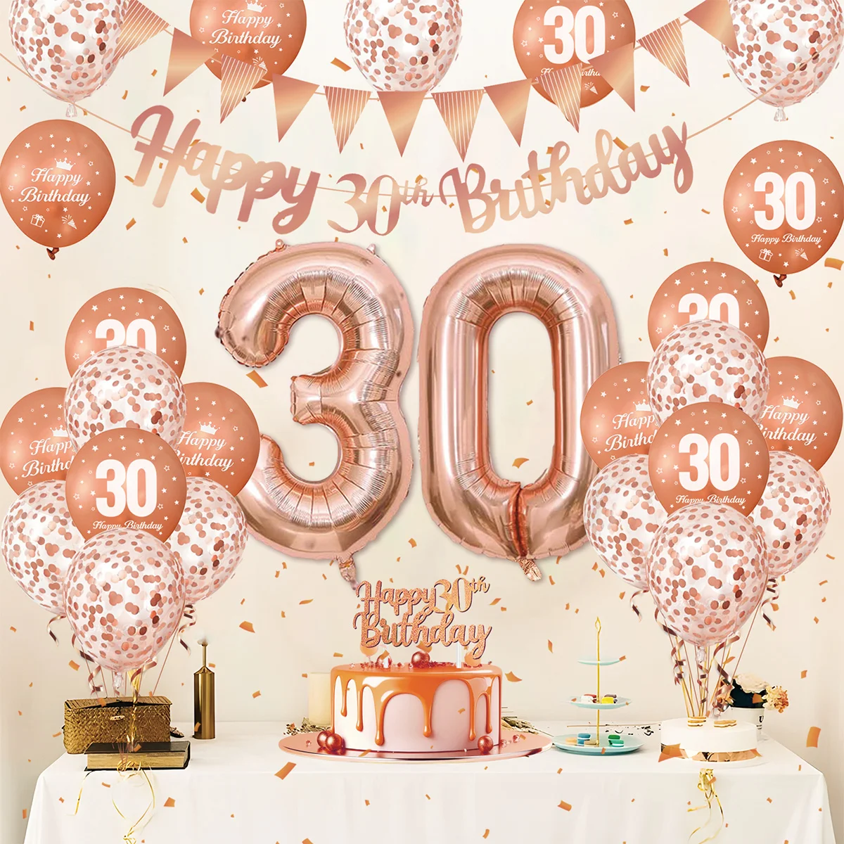 Women Rose Gold Green Happy 30th Birthday Balloons, 30th Birthday Balloons 30th Birthday Decorations Green Rose Gold Happy Birthday Banner Number 30 Foil Balloon 30 Years Ol