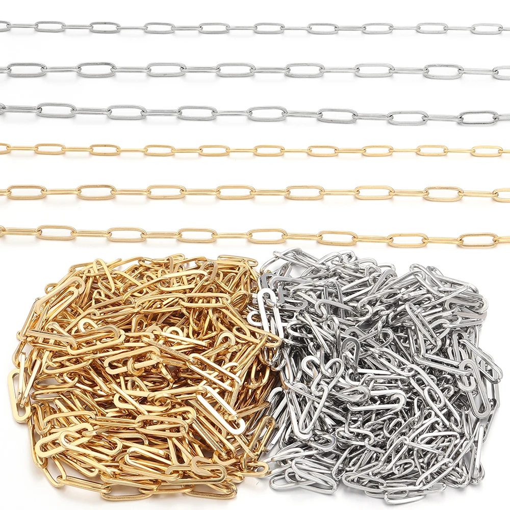 1Meter Edelstahl Kette Büroklammer Link Kette Kabel Kette Für Halskette Armband Fußkettchen DIY Schmuck Machen Zubehör – Detail 3