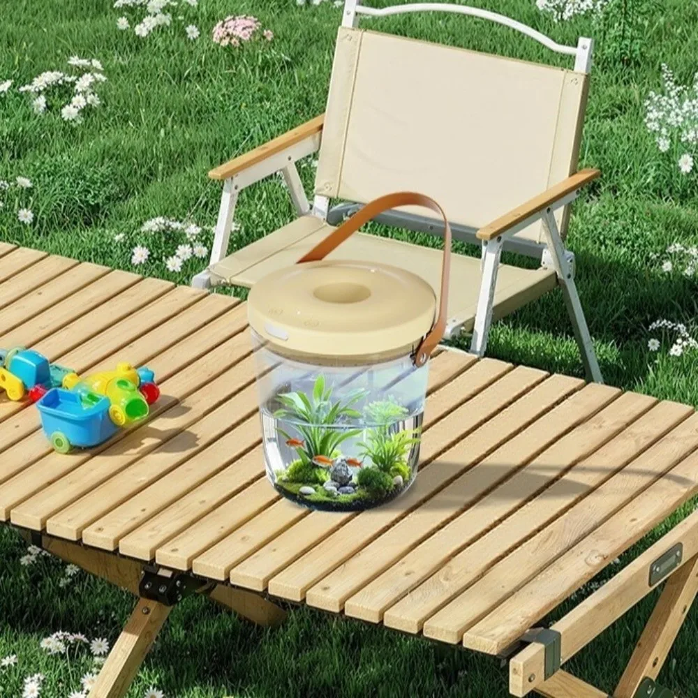 Portable Oxygen Filled Fish Tank PC Plastic Transparent Handheld Fish Tank with Handle USB Charging Ecological Fish Tank