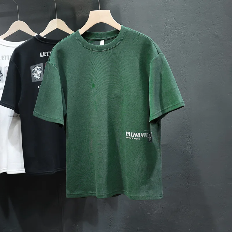 

Summer New Short-Sleeved T-shirt Boys 2024 Street American Style Trend Loose Leisure All-Matching Printed Crew Neck Top