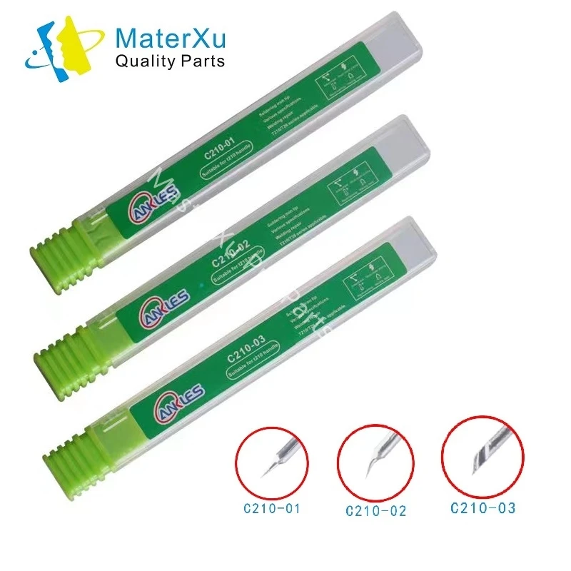 MasterXu ANKES C210 IS I K Series Soldering Iron Tips Curve Sharp Blade for JBC Original T210 Handle SUGON T3602 T26 Welding Kit