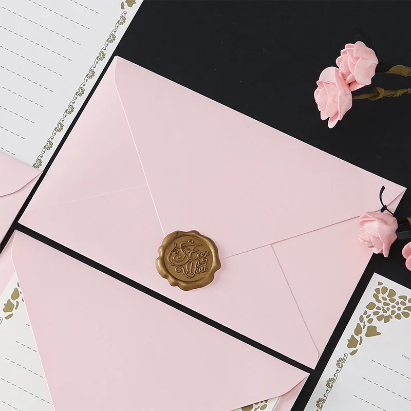 5pcs Romantic Pink Envelopes European Style DIY Wedding Party Invitations Card Cover Korean Stationery Kawaii Wax Stamp Stickers kraft paper envelopes window envelopes mailing envelopes mini envelopes