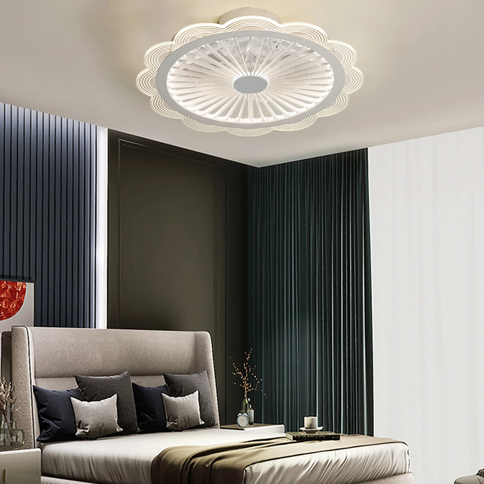 18cm Ceiling Light, Ceiling Fan Light, Silent LED, Dimmable Fan, Living Room, Bedroom Lighting