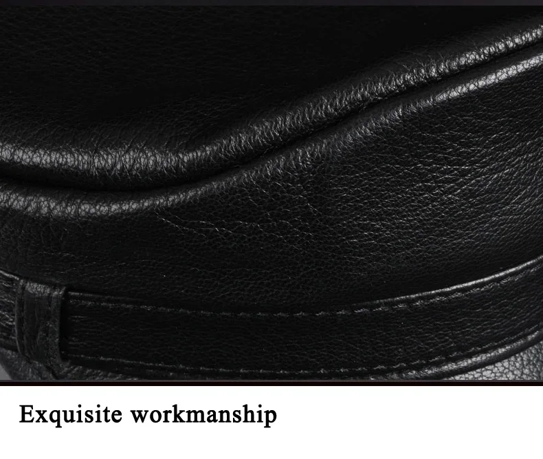 Echtes Leder Kapitän Hut Männer Frühling Koreanische Mode Kurze Krempe Navy Kappen Männlichen Hohe Qualität Schwarz Weiß Flache Gorras Hombre – Detail 11