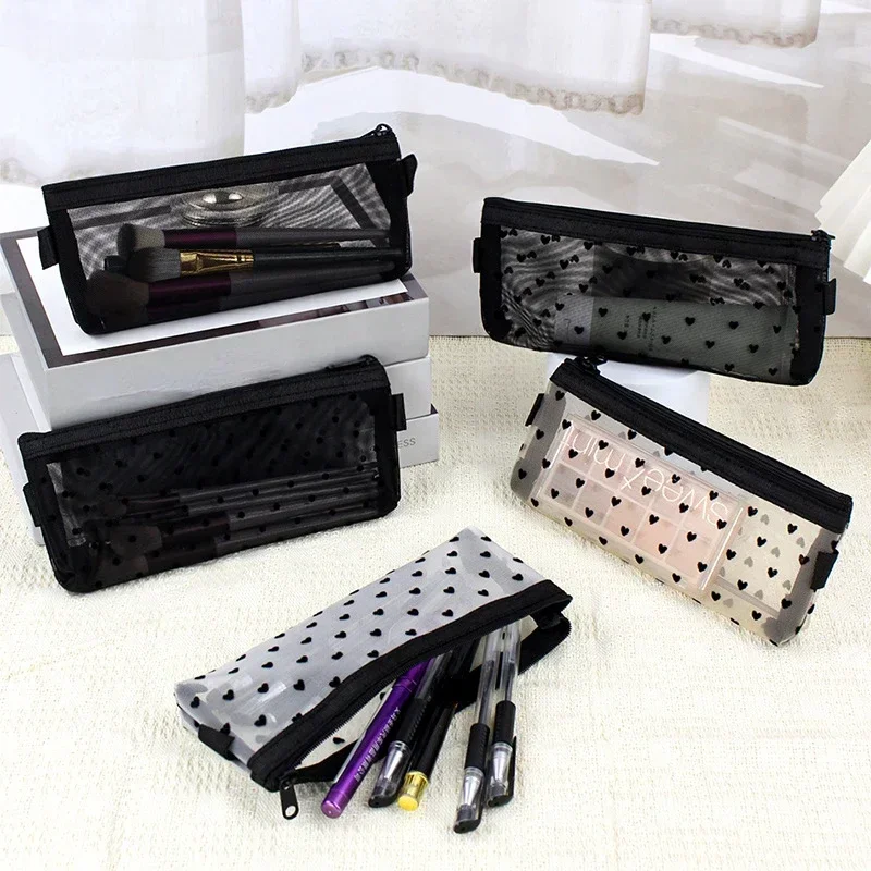Custodia da viaggio per pennelli per trucco Borsa da toilette cosmetica Organizzatore per uomo Donna Strumenti di bellezza Custodia in rete con cerniera Accessori per riporre il lavaggio - immagine 3