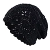 New Women Handmade Crochet Slouchy Beanie Knit Hat Elegant Flower Hollow Out Breathable Skull Cap Elastic Beanies Chemo Cap 4