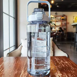 Large Capacity 2000ml Sports Water Bottle with Straw | Outdoor Camping Essential - 1500-2000ml (Blue G560B 2000ML)