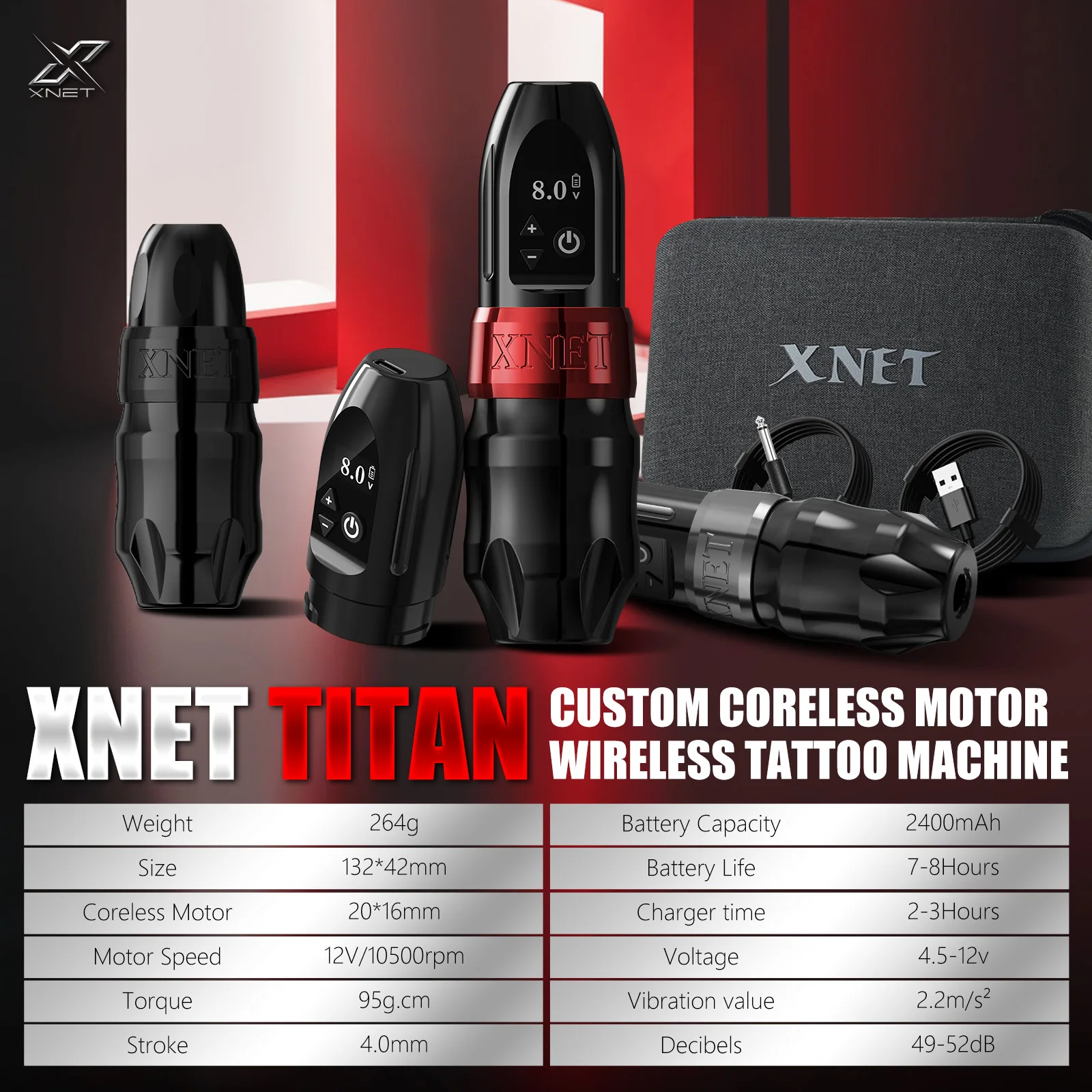 XNET Titan Wireless Tattoo Machine Kit with Ink Shaker Tattoo Beginner Power Supply Gun Kit For Artists tattoo kit