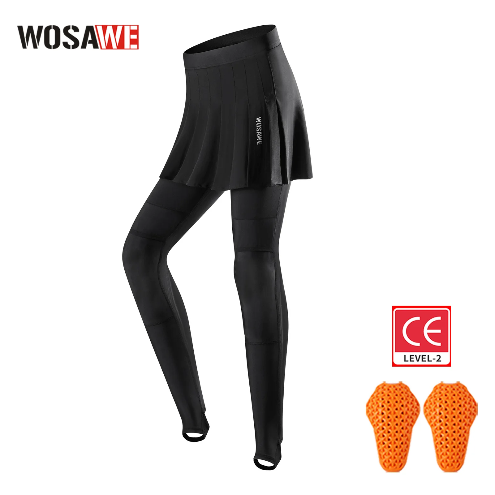 WOSAWE 여성용 오토바이 바지 스커트 (탈부착 가능 무릎 보호대 포함) CE 인증 통기성 메쉬 여성용 오토바이 라이딩 팬츠 신축성