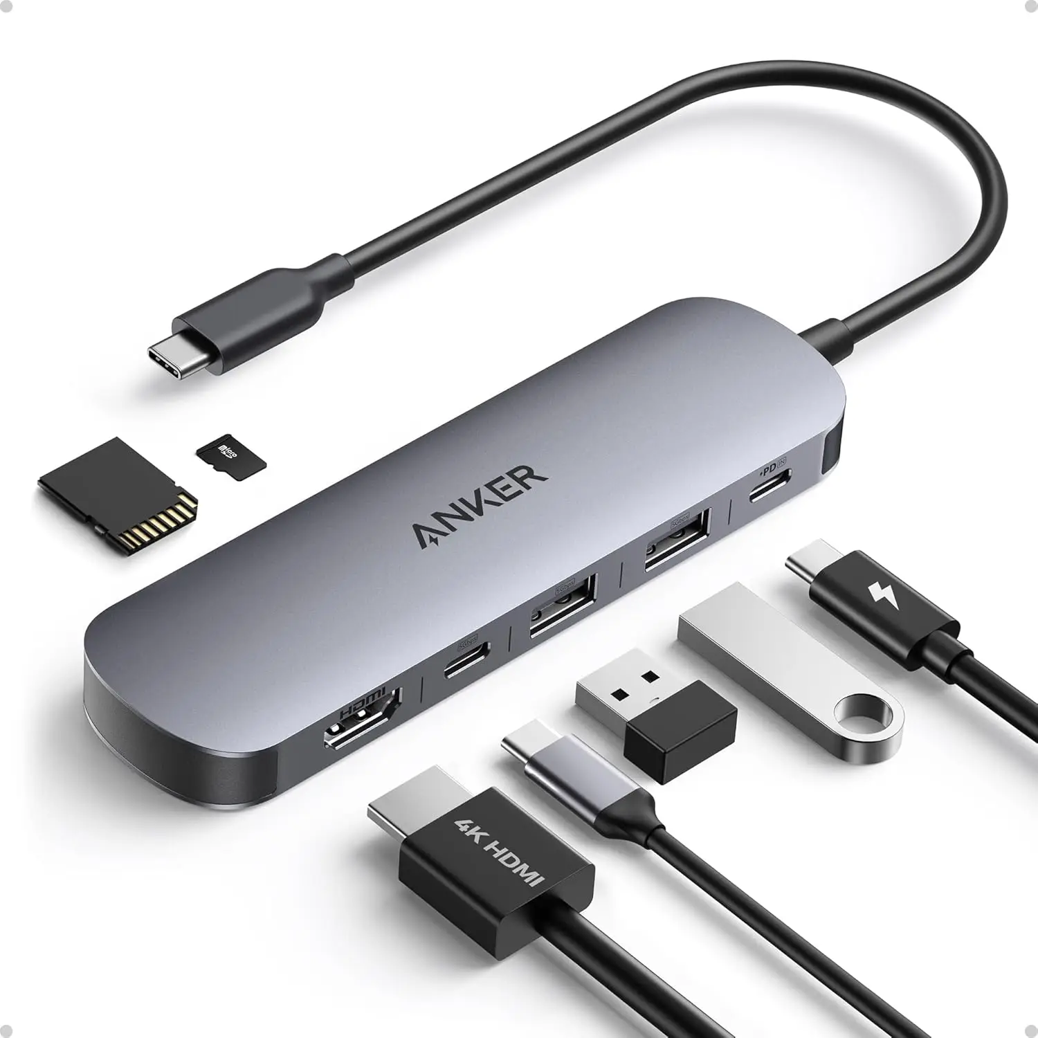 Anker USB C Hub, 7-in-1 Multi-Port USB Adapter for Laptop/Mac, 4K@60Hz USB C to HDMI Splitter, 85W Max Power Delivery, 3xUSBA