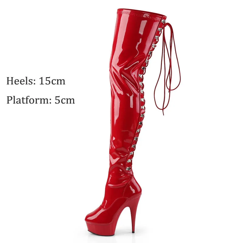 New PU Party Quee Night Club High Heeled Shoes Over The Knee Women's