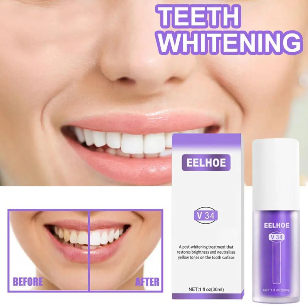 

9 Styles 30ml Dental Remove Plaque Stains Care Toothpaste Tooth Purple V34 Color Corrector Teeth Whitening Serum