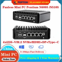 2024 New 11th Pentium N6005 N5105 2.5G Soft Router 4 Intel i226 Nics 2*NVMe 2*DDR4 Fanless Mini PC Firewall Appliance VPN Server 1