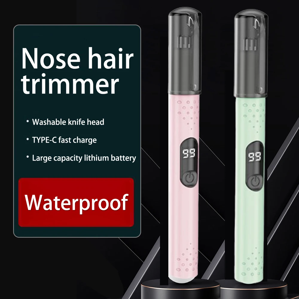 

USB Rechargeable Portable Mini Power Display Waterproof Electric Nose Hair Trimmer Men Women Ear Neck Eyebrow Trimmer Shaver