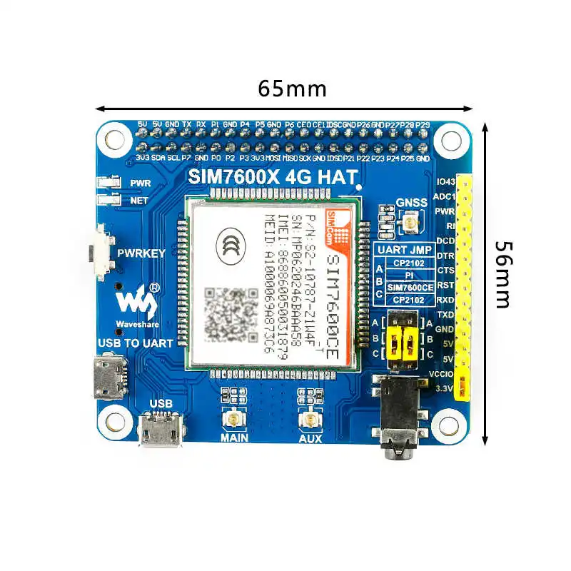 Raspberry Pi Gen 4 3b+ SIM7600CE 4G 확장 보드 4G/3G/2G 통신 GNSS 포지셔닝