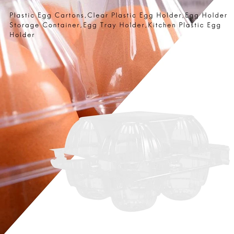 50Pcs Plastic Egg Cartons Bulk Clear Chicken Egg Tray Holder for Family Pasture Chicken Farm Business Market- 4 Grids 2