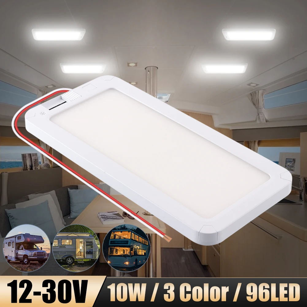 

RV Внутренние огни 96LED 3 цветные регулируемые огни Внутренние огни 12V - 30V Лампы для кемпинга Погрузочные огни RV Грузовой автомобиль