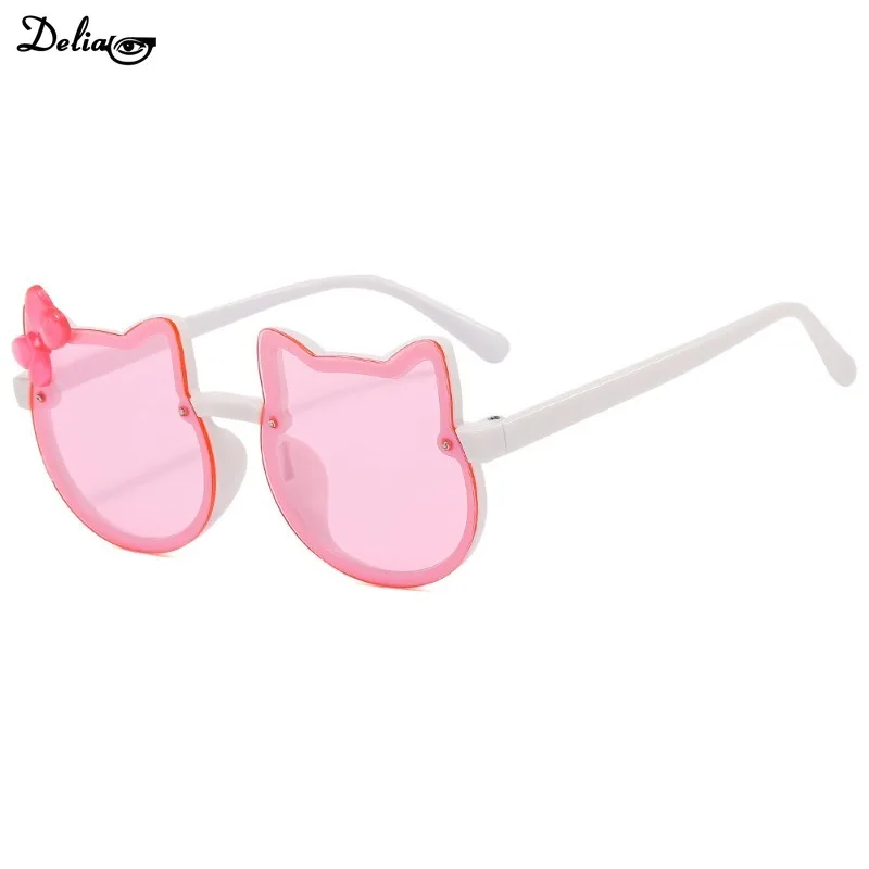 Summer Children Cute Kitty Sunglasses Acrylic Bow Outdoor UV Protection Sun Glasses Baby Girls Classic Kids Boy UV400 Eyewear