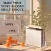 Vinyl Record Storage Holder Transparent Acrylic Solid Wood Display Holder Tape Books Files Storage Organizer Desk Storage Shelf 4