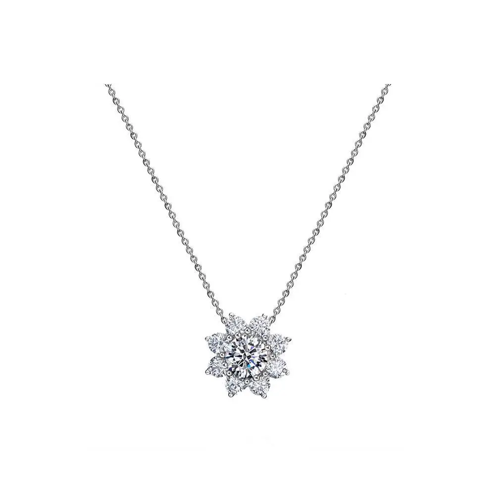 

2023 New Sunflower Necklace S925 Silver Precision Inlaid High Carbon Diamond Explosion Sparkling Female Ornament 40+3