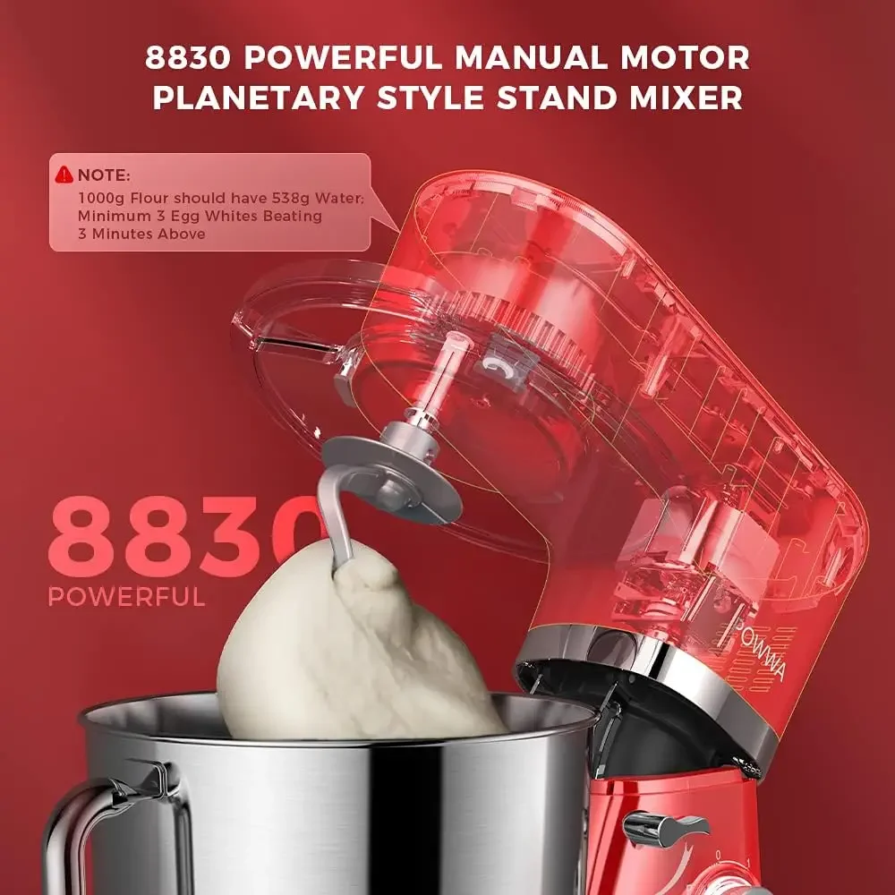 Stand Mixer, 7.5 QT Electric Mixer, 6+P Speed 660W Household Tilt-Head Kitchen Food Mixers with Whisk, Dough Hook