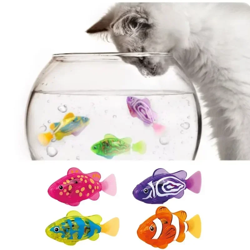 4 Peces Robot Con Luz Y Sensor – Juguete Electrónico Nadador Para Bañera, Ideal Para Gatos Y Niños